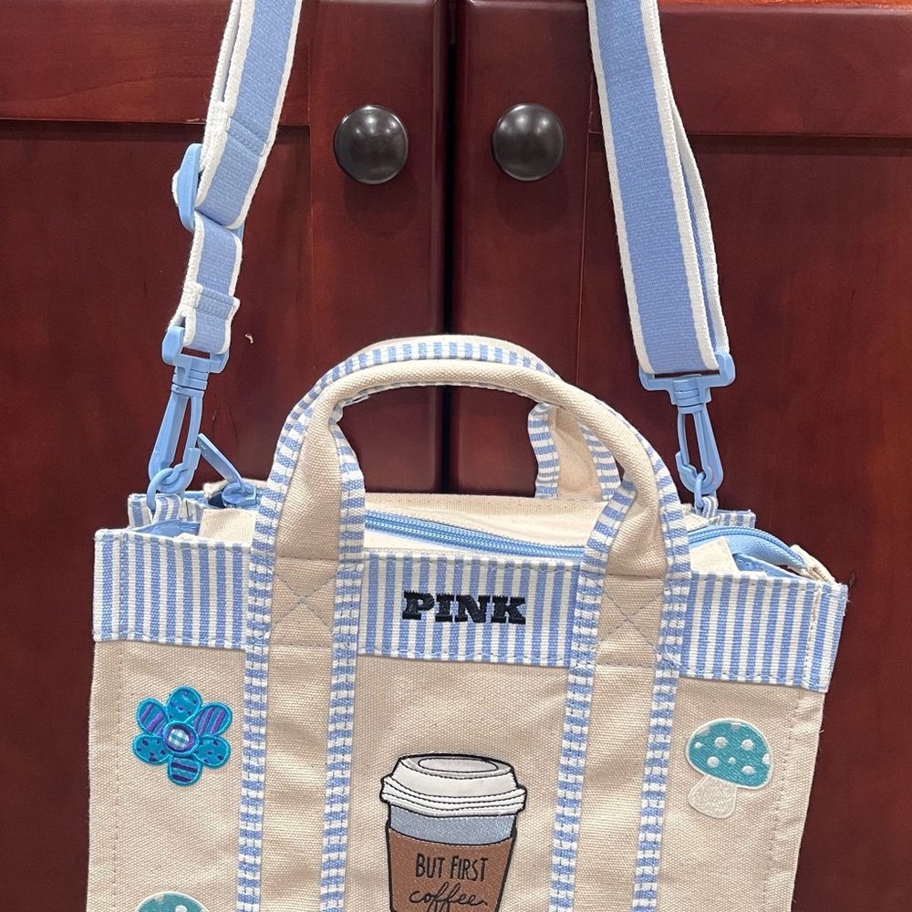 PINK Victoria's Secret Tote Bag - Cream and Blue